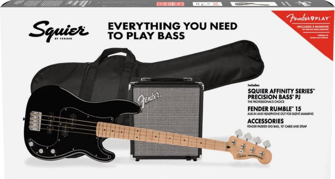 Squier J-Bass ブラック ギグバッグ付き Squier Affinity Precision Jazz Bass Guitar Package - Black
