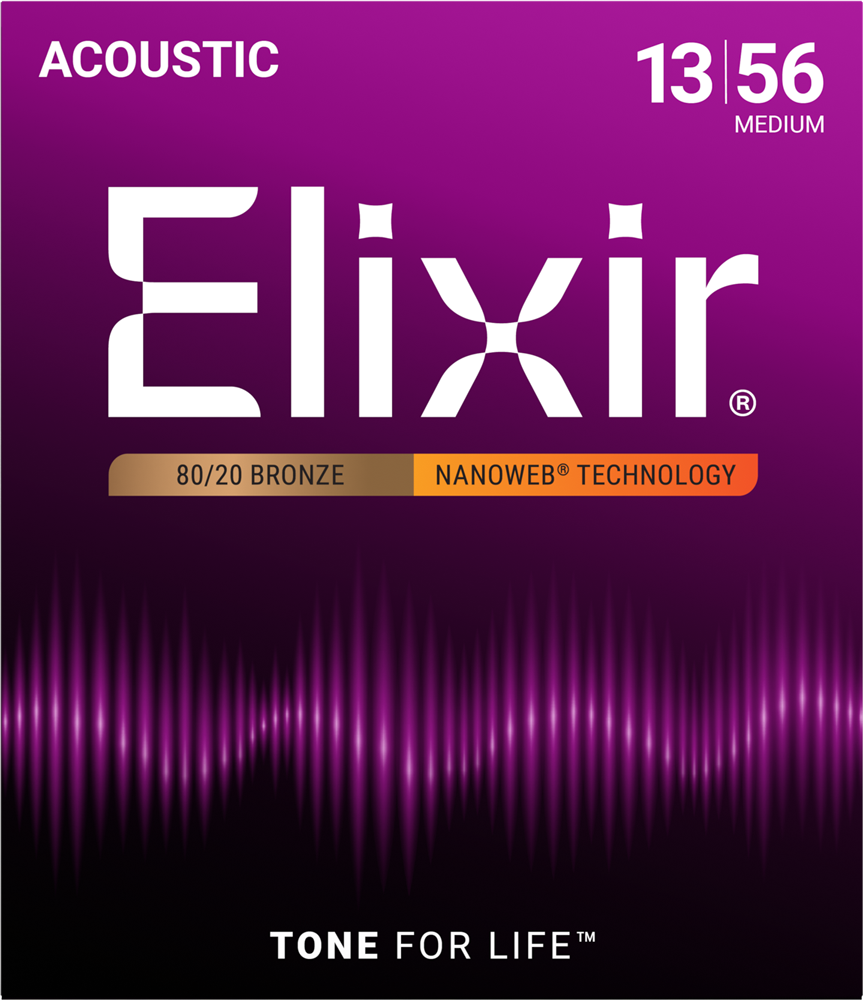 Elixir Acoustic 80/20 Bronze NANOWEB 6-String Set - Med.