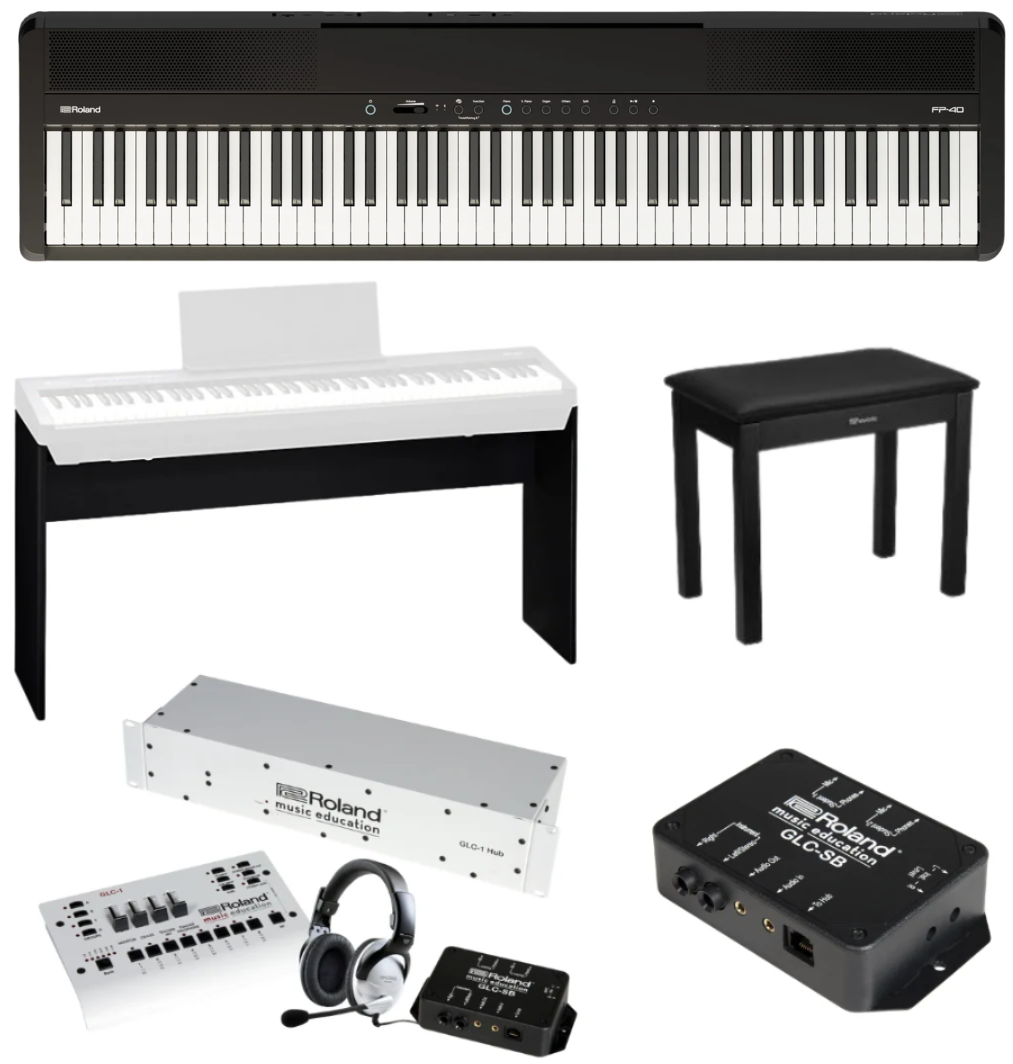 Roland GLC Keyboard Lab for 8 Students and 1 Teacher with Roland FP-40 Digital Pianos