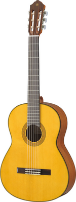 Classical guitar with a wooden body and brown neck