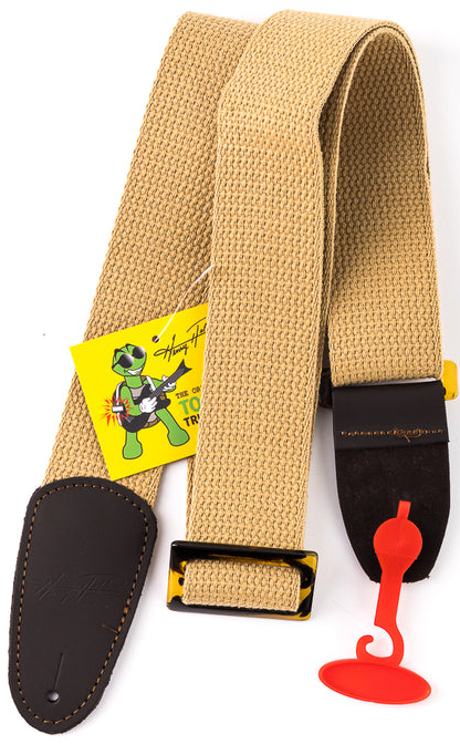 Henry Heller 2" Wide Cotton Strap - Tan w/Tortoise Color Slider