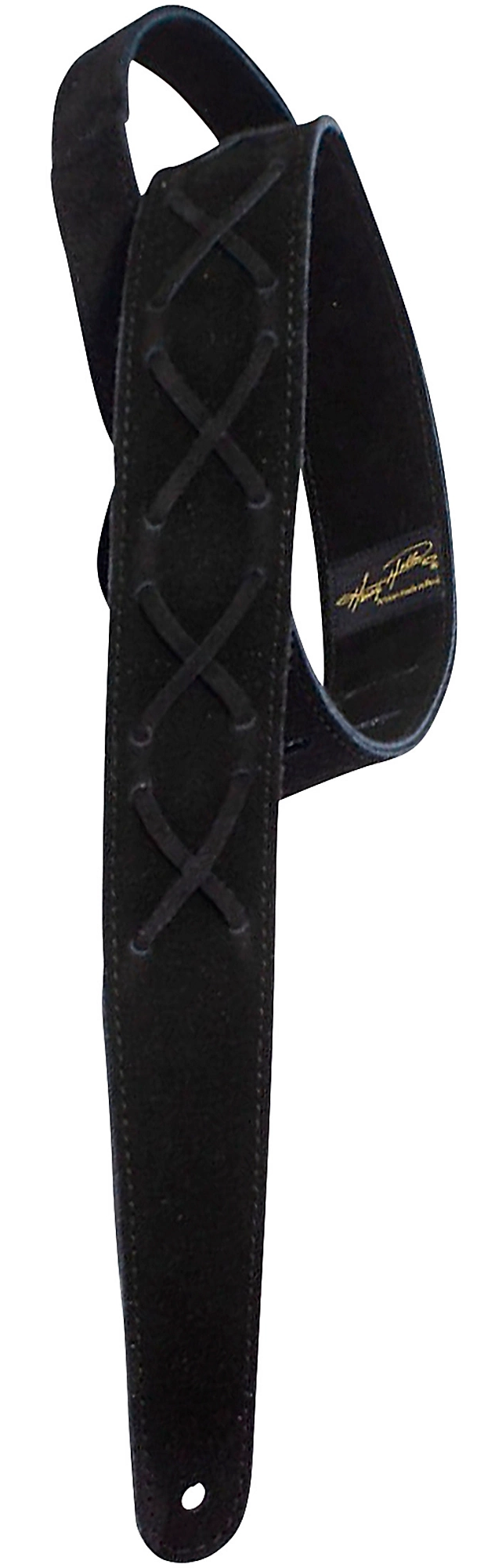Henry Heller 2" Wide Suede w/Suede Laces Guitar Strap - Adorned Black