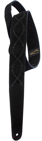 Henry Heller 2" Wide Suede w/Suede Laces Guitar Strap - Adorned Black
