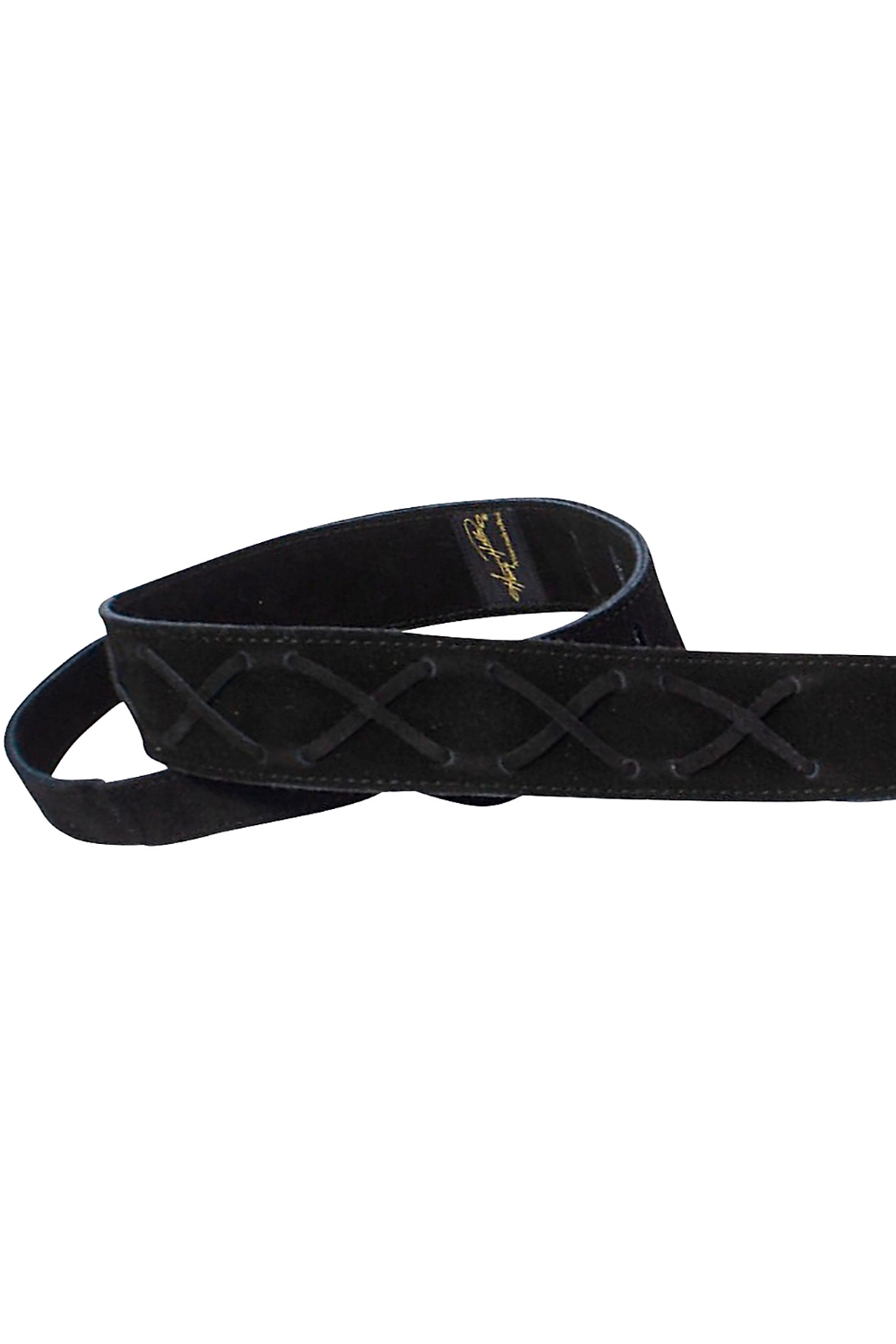 Henry Heller 2" Wide Suede w/Suede Laces Guitar Strap - Adorned Black 2