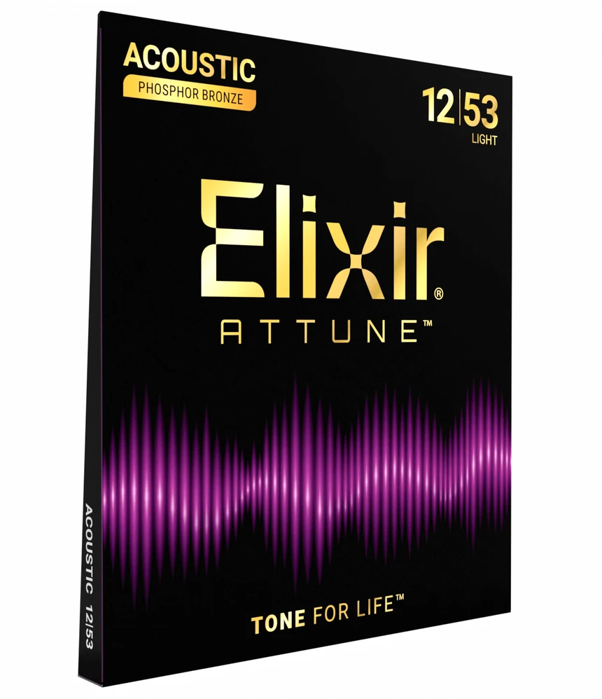Elixir Attune Phosphor Bronze Acoustic Guitar Strings - Light — front angle
