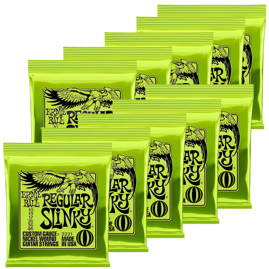 Ernie Ball Regular Slinky 10-Pack Nickel Wound Electric Guitar Strings - Regular Light — front angle