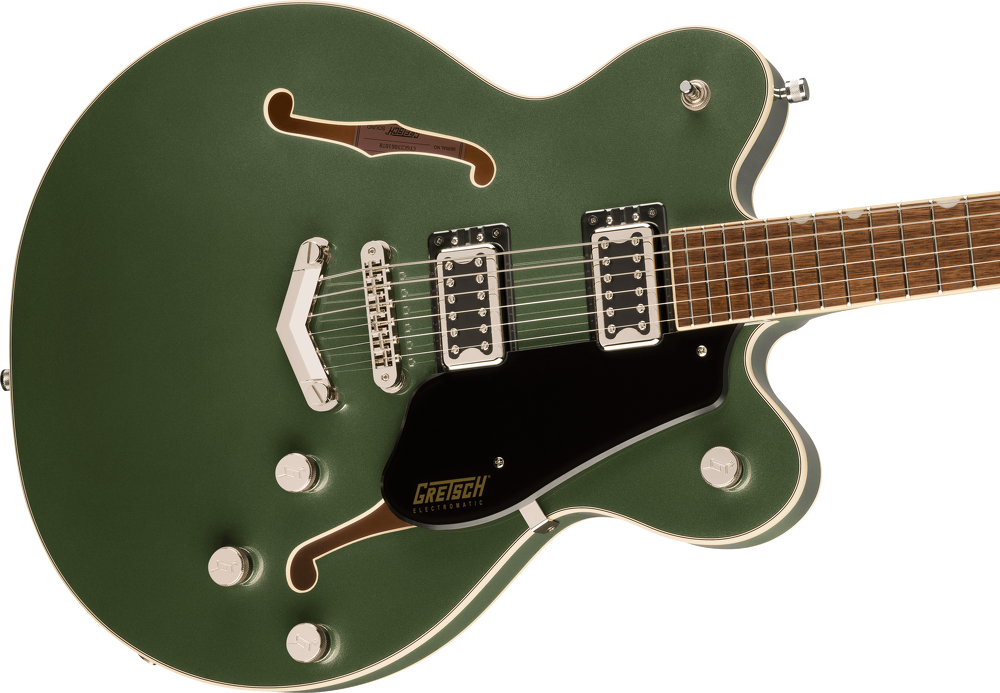 Gretsch G5622 Electromatic Center Block Double-Cut with V-Stoptail Electric Guitar - Olive Metallic — Three quarter front 3