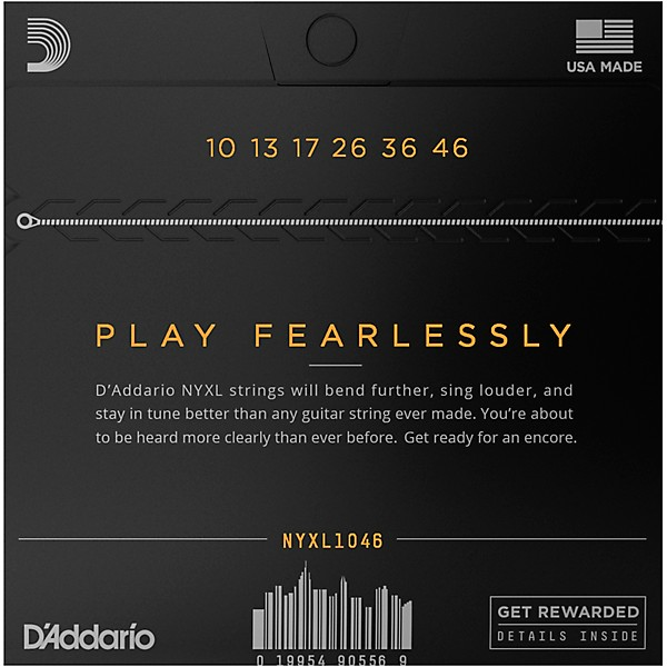 D'Addario NYXL 10-Pack Electric Guitar Strings - Regular Light — back view
