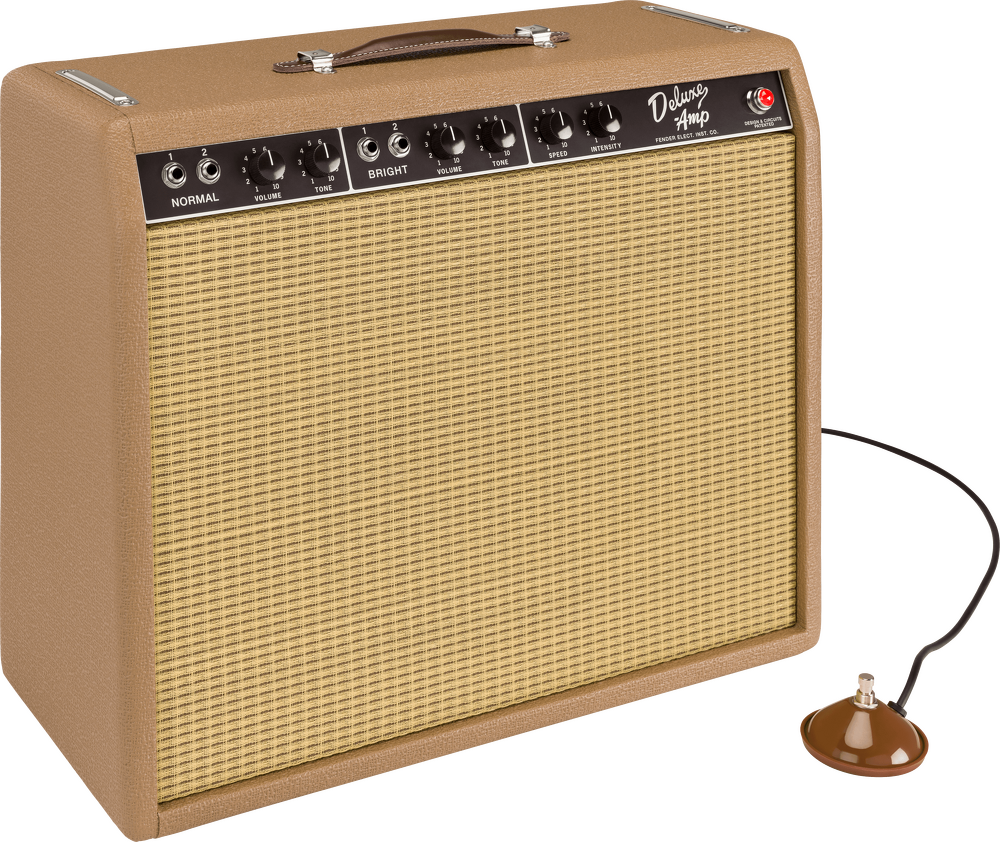 Fender '62 Deluxe Amp 120V Brown and Wheat — Front angle 1