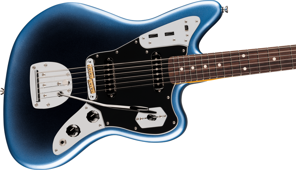 Fender American Professional Jaguar Electric Guitar - Dark Night — Three quarter front 2
