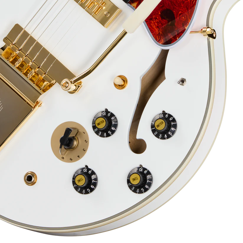 Epiphone Alex Lifeson 1976 ES-355 Reissue Electric Guitar - Alpine White controls
