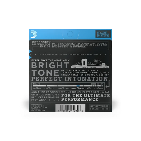 D'Addario EXL120 PLUS Electric Guitar Strings - Super Light — back view