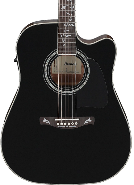 Ibanez Artwood AW391CE Acoustic-electric Guitar - Black High Gloss — Three quarter front 1