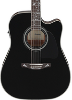 Ibanez Artwood AW391CE Acoustic-electric Guitar - Black High Gloss — Three quarter front 1