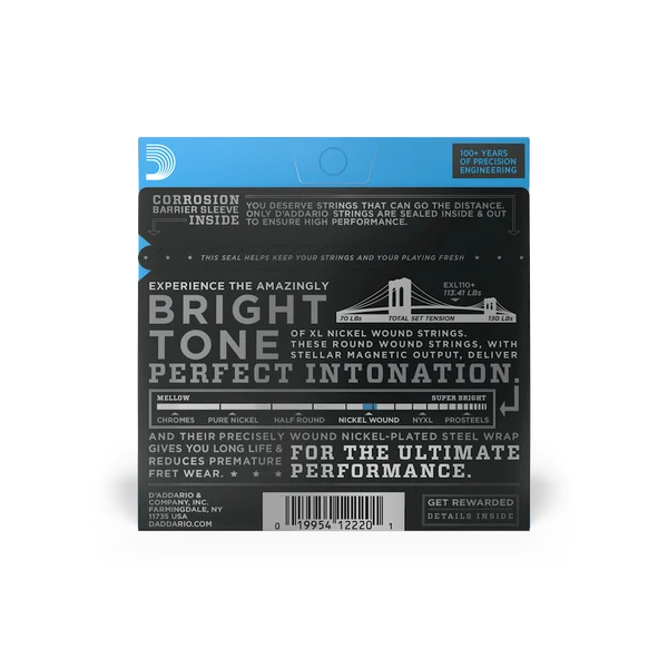 D'Addario EXL110 PLUS  Electric Guitar Strings - Regular Light — back view