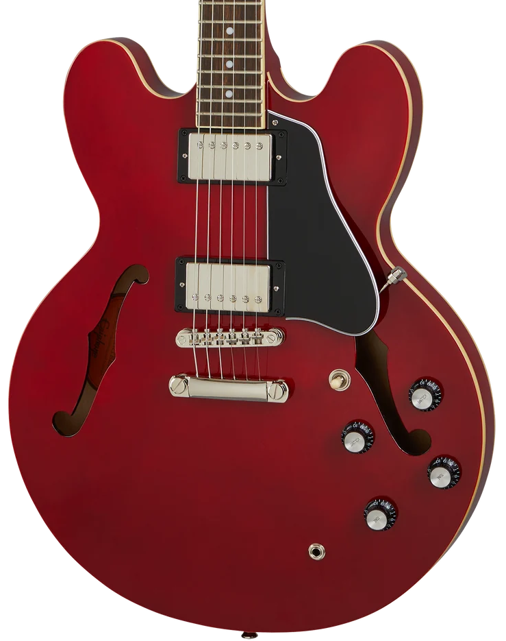 Epiphone ES-335 Semi-Hollowbody Electric Guitar - Cherry — three-quarter front view