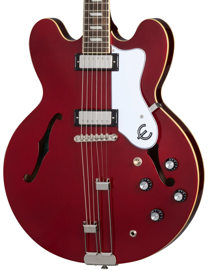 Epiphone Riviera Semi-Hollowbody Electric Guitar - Sparkling Burgundy — three-quarter front view