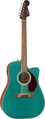Fender California Deluxe Redondo Acoustic Electric Cutaway Guitar - Sherwood Green — front angle