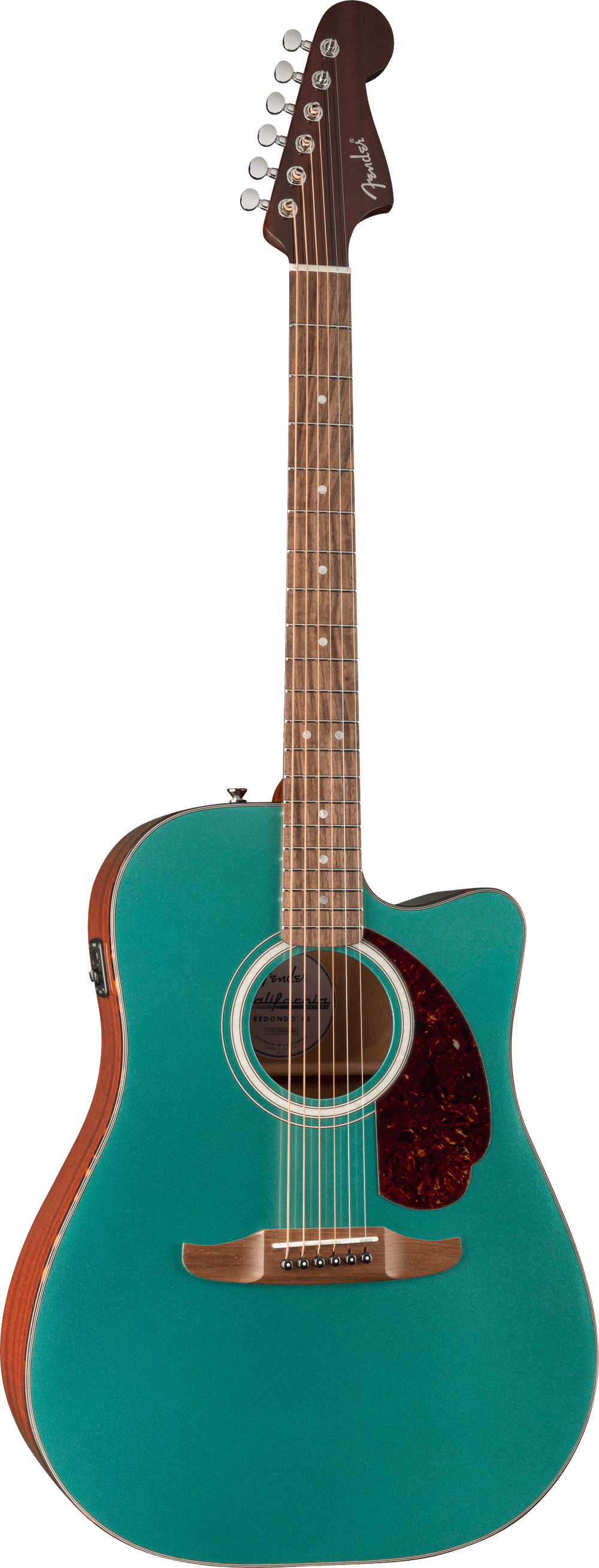 Fender California Deluxe Redondo Acoustic Electric Cutaway Guitar - Sherwood Green — front angle