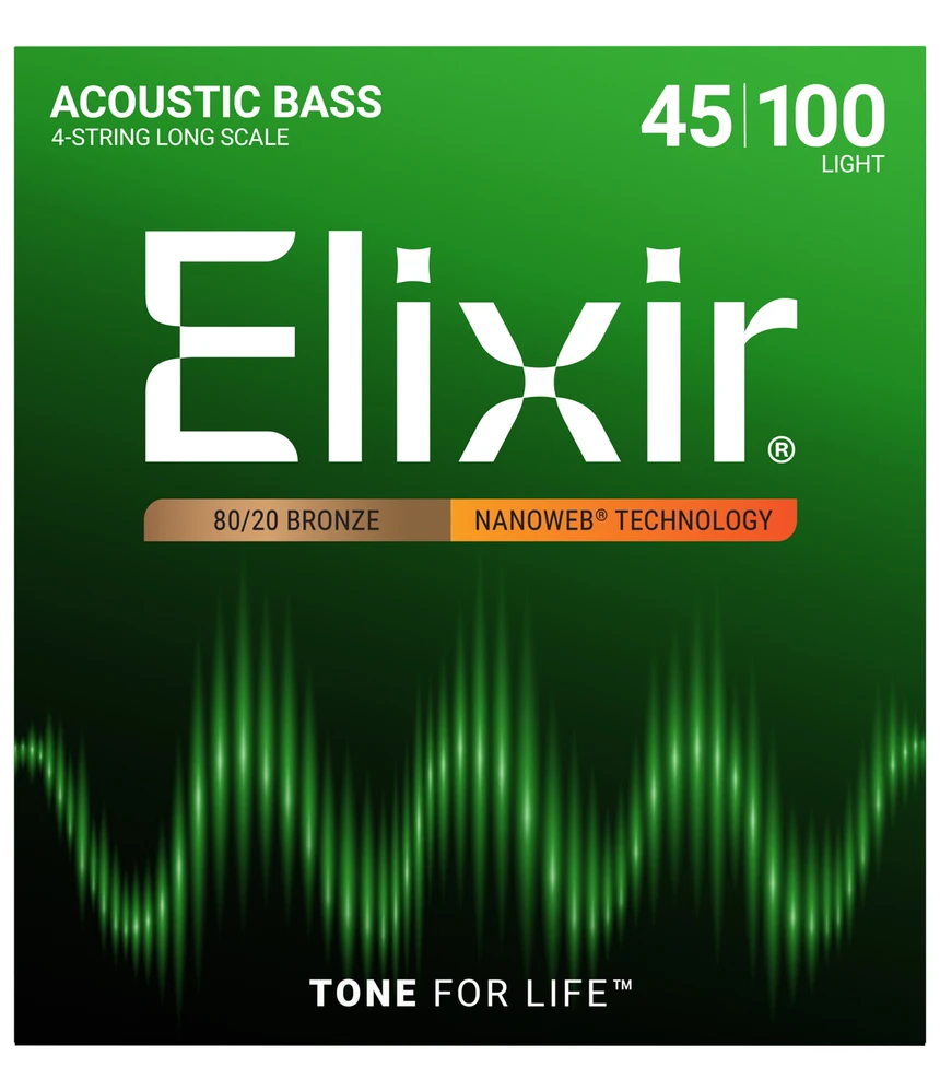 Elixir Strings Nanoweb 80/20 Acoustic Bass Guitar Strings - Light