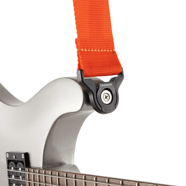 D'addario Poly Pro Auto Lock Strap - Orange in use