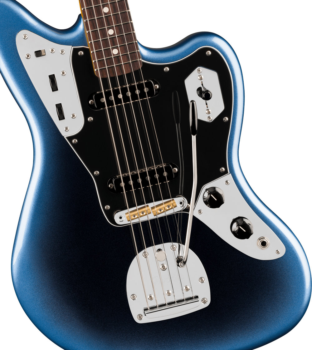 Fender American Professional Jaguar Electric Guitar - Dark Night — Three quarter front 3