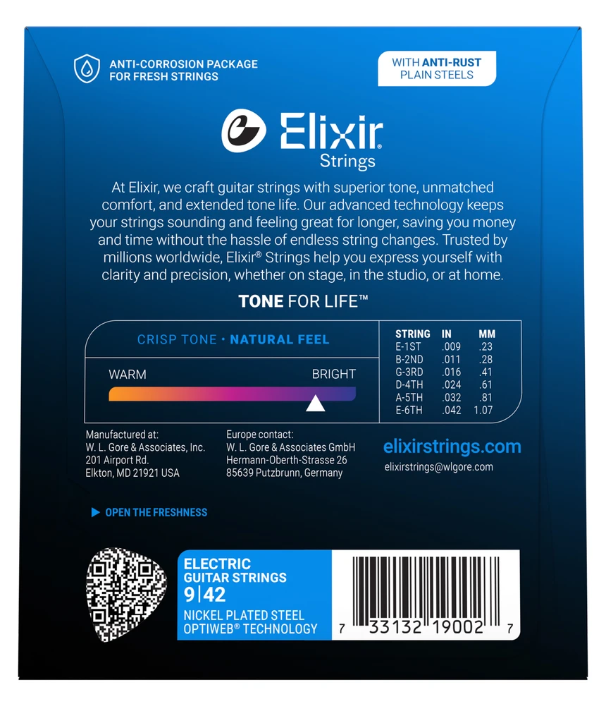 Elixir Optiweb Electric Strings - Super Light — back view