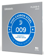D'Addario PL009-5 Plain Steel Single Guitar Strings - 5 Pack of .009's — front angle