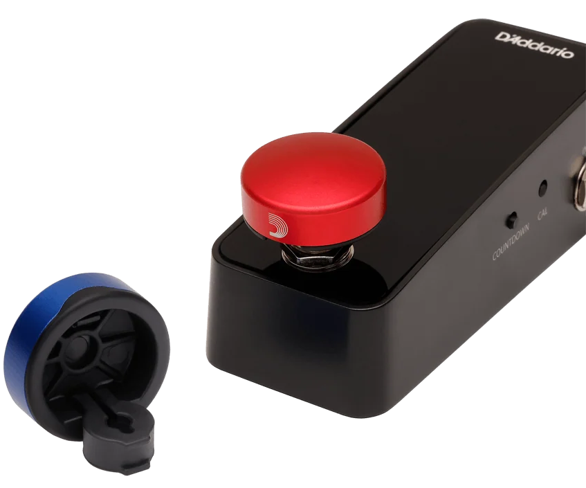 D'Addario Footswitch Toppers - 1 Blue and 1 Red in use