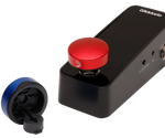 D'Addario Footswitch Toppers - 1 Blue and 1 Red in use
