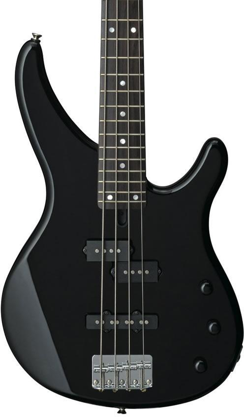 Yamaha TRBX174 Four String Electric Bass Guitar - Black — three-quarter front view
