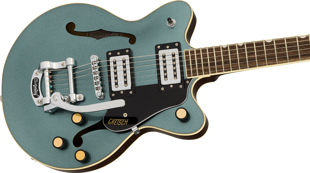Gretsch G2655T Streamliner Center Block Jr. Double-Cut with Bigsby Electric Guitar - Gunmetal — Three quarter front 3
