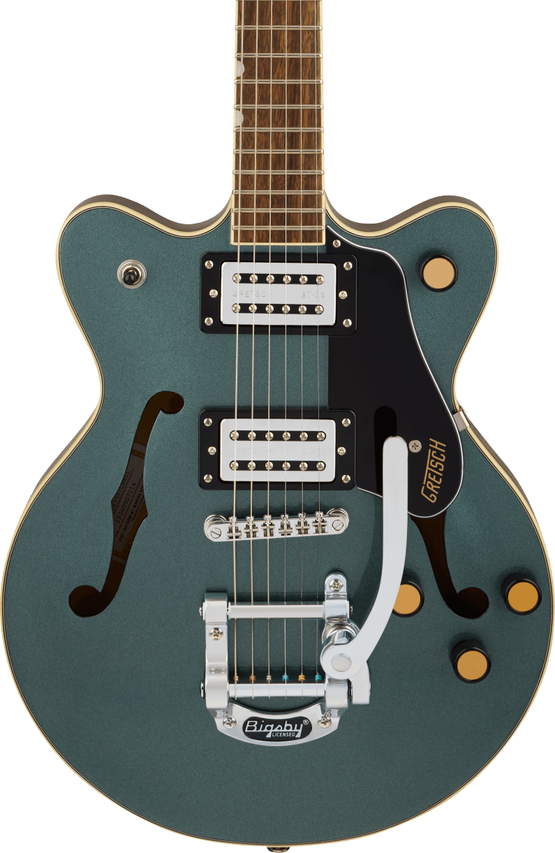 Gretsch G2655T Streamliner Center Block Jr. Double-Cut with Bigsby Electric Guitar - Gunmetal — Three quarter front 1