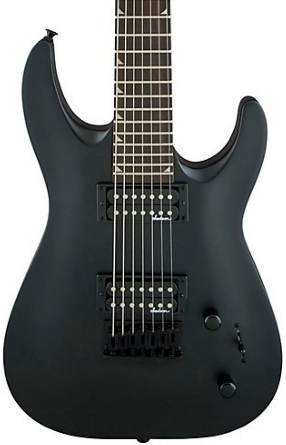 Jackson JS22-7 Dinky 7-string Electric Guitar - Satin Black — three-quarter front view