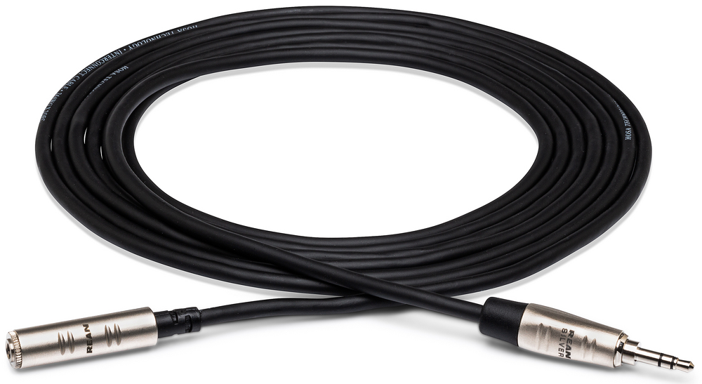 Hosa HXMM Pro 10' Headphone Extension Cable - REAN 3.5 mm TRS to 3.5 mm TRS — front angle