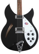 Rickenbacker 330 Thinline Semi-Hollow Electric Guitar - Jetglo — Three quarter front 1