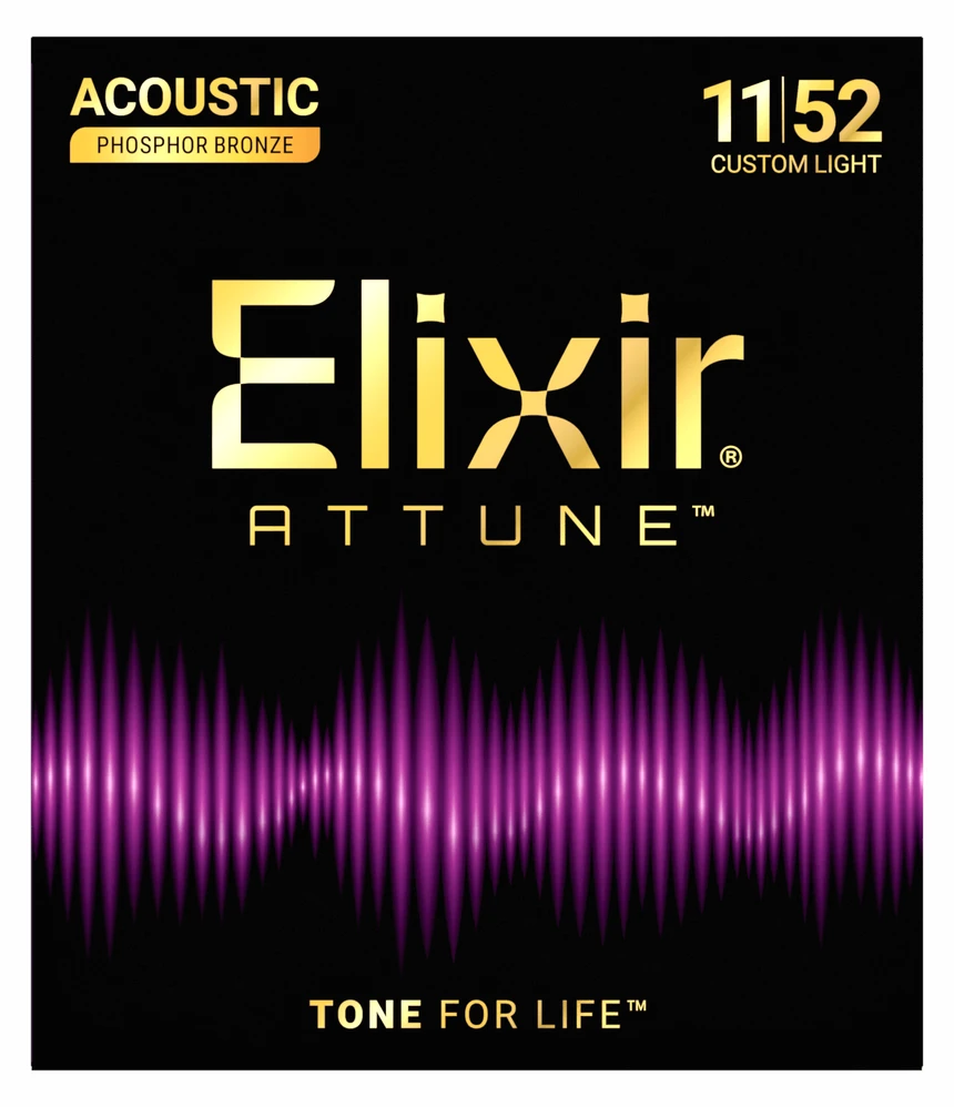 Elixir Attune Phosphor Bronze Acoustic Guitar Strings - Custom Light