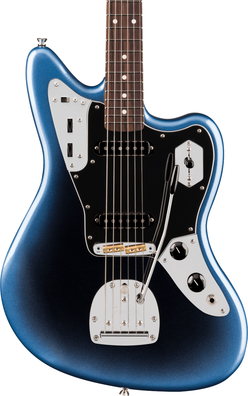 Fender American Professional Jaguar Electric Guitar - Dark Night — Three quarter front 1