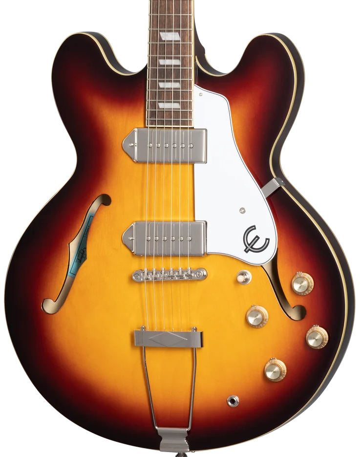 Epiphone Casino Hollowbody Electric Guitar - Vintage Sunburst — three-quarter front view