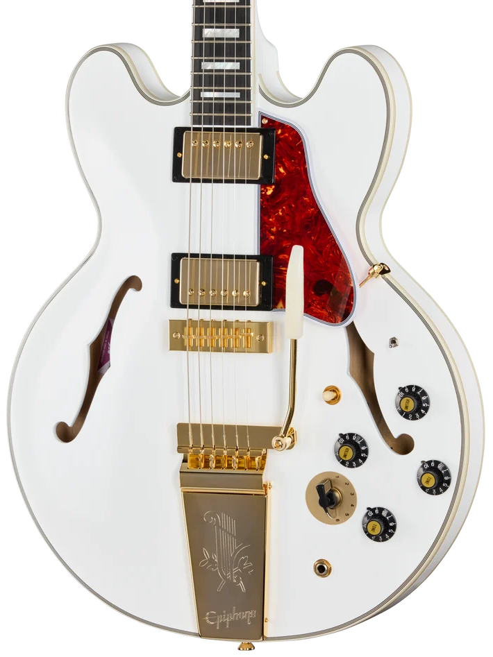 Epiphone Alex Lifeson 1976 ES-355 Reissue Electric Guitar - Alpine White — three-quarter front view