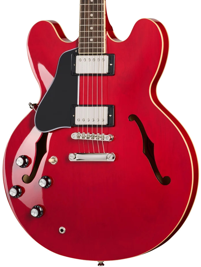 Epiphone ES-335 Left-Handed Semi-Hollowbody Electric Guitar - Cherry — three-quarter front view