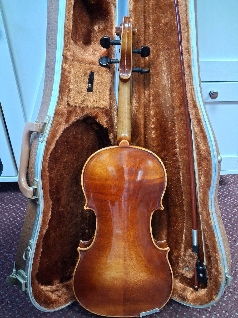 Used Kessler Copy of a Strad Full-size Violin - With Case and Bow — back view