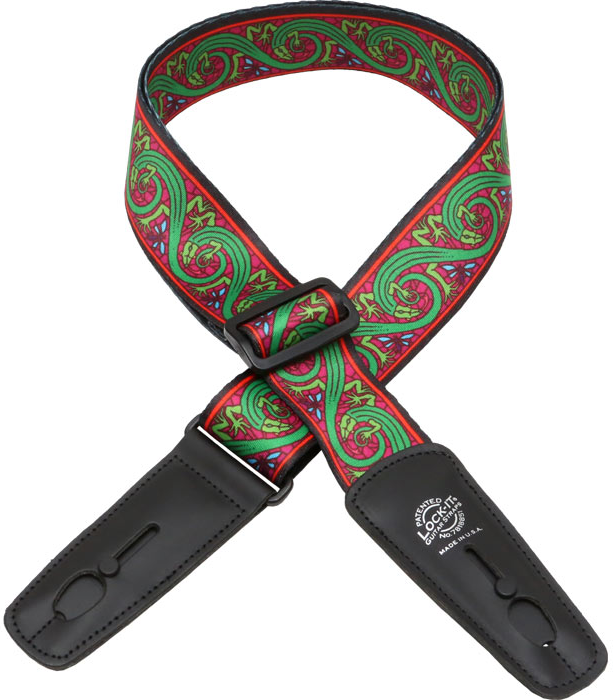 Lock-It Straps Bob Masse Series 2-inch Plush Poly Strap with Locking Ends - Green Lizards