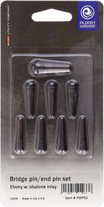 Planet Waves Ebony Bridge Pin Set with Abalone Inlay