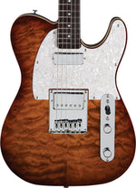 Michael Kelly MK55SCEPRO 1955 Electric Guitar in Caramel Burst, three-quarter front view