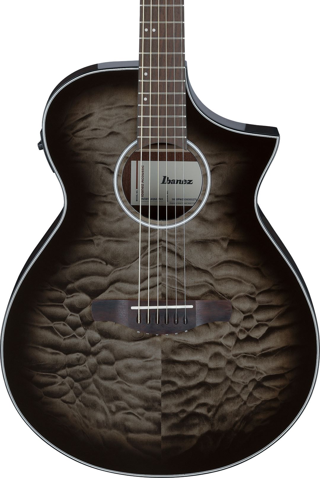 Ibanez AEWC16QATKH Acoustic Electric Guitar - Transparent Black Sunburst