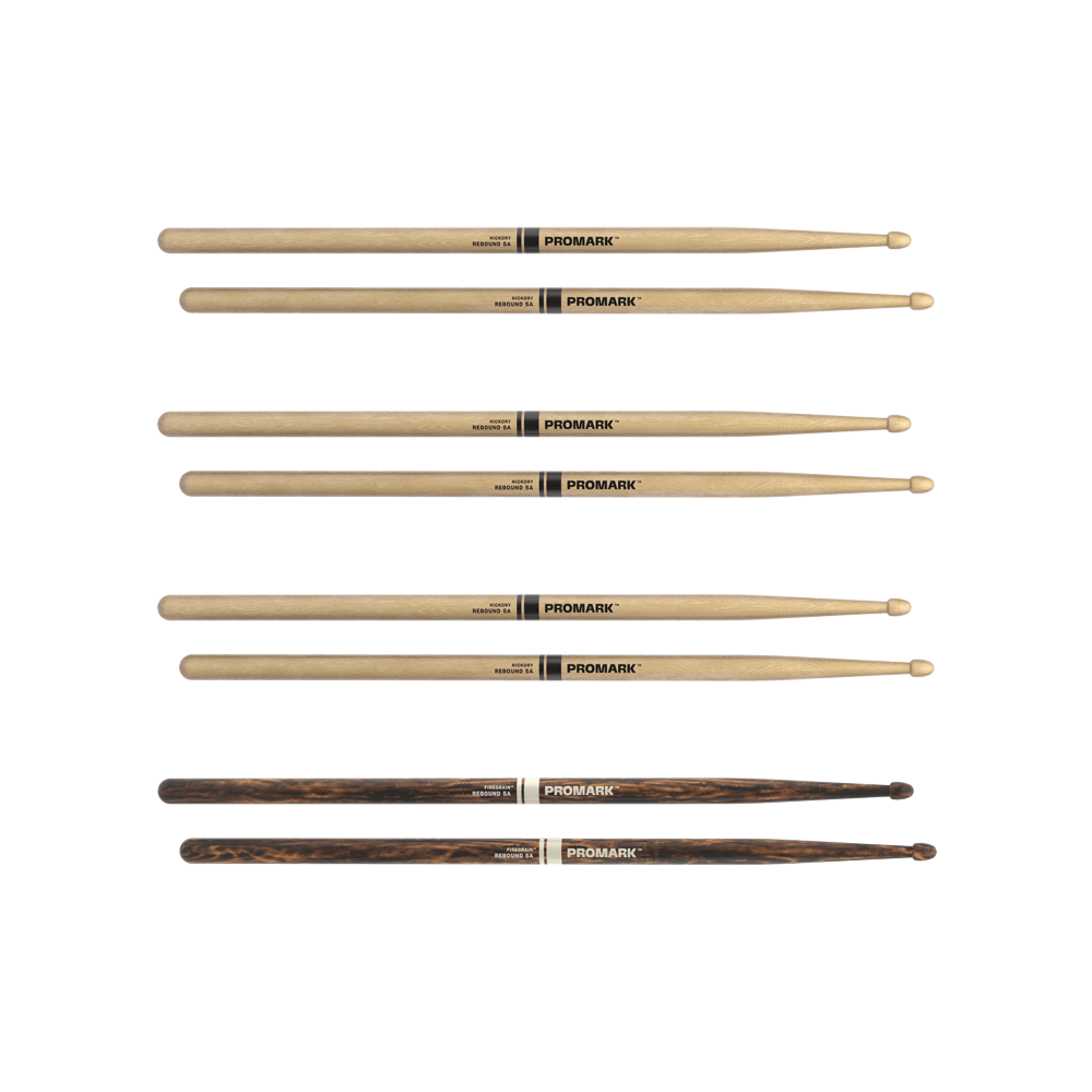 Promark RBH565AW-4PFG Rebound 5A Hickory Firegrain (Wood Tip) - 4 pack 2