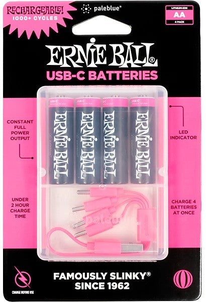 Ernie Ball USB-C Rechargeable AA Battery by Paleblue - 4 Pack