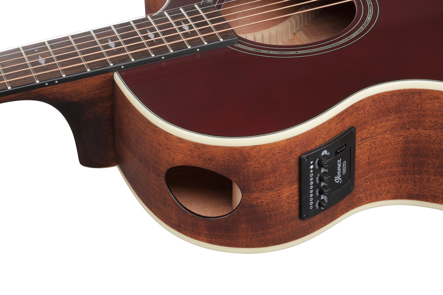 Ibanez AE100BUF Grand Auditorium Acoustic Electric Guitar - Burgundy Flat 2