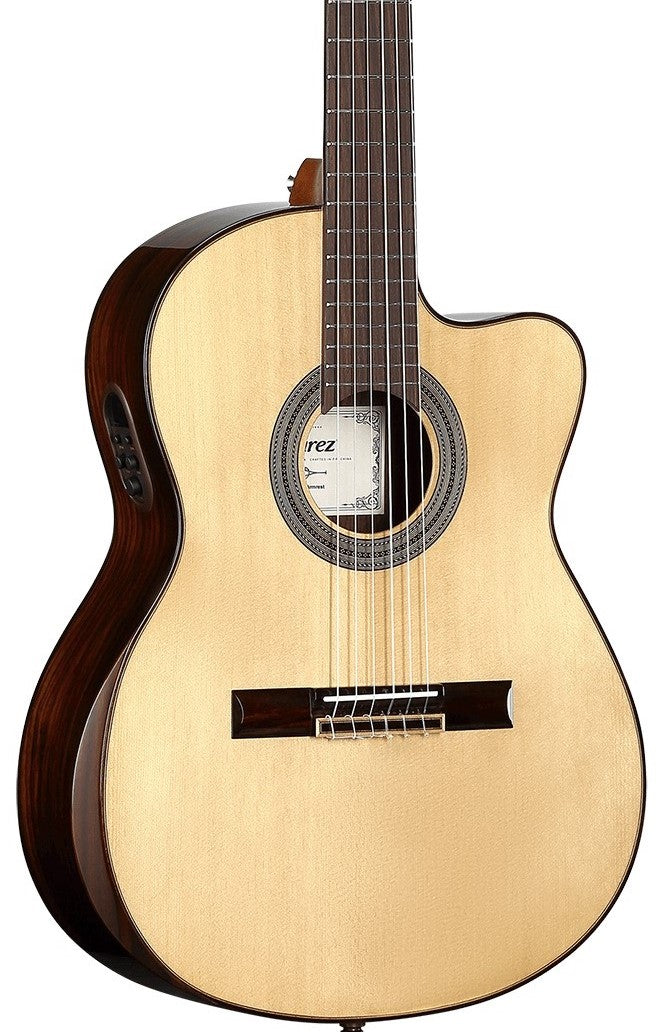 Alvarez AC70HCE Armrest Classical Acoustic Electric Guitar in Natural, three-quarter front view